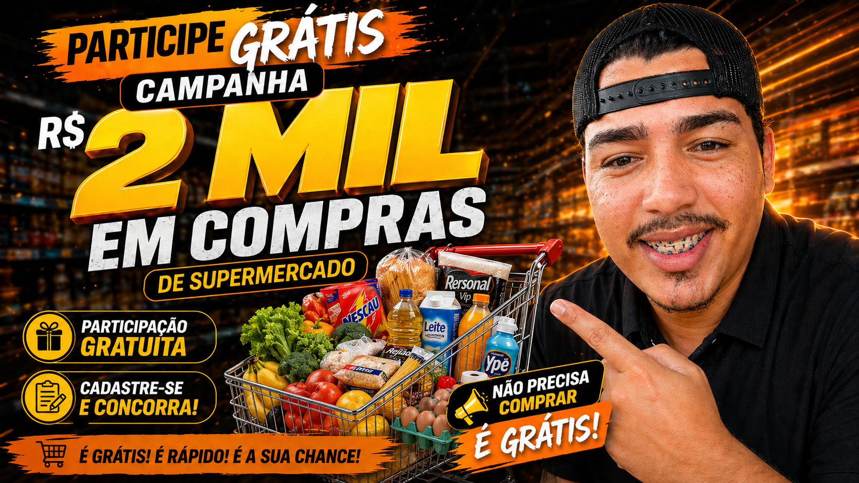 Participe e ganhe 2 mil em compras com Victor Manoel: abasteça sua despensa sem custo